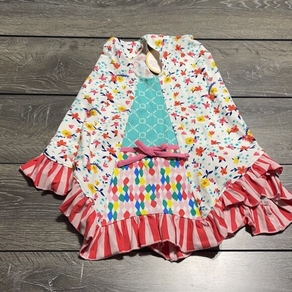 Wild Flowers Floral Asymmetrical Tank w/ Bow Detailed Side Pockets Girls Size 4 - Picture 5 of 8